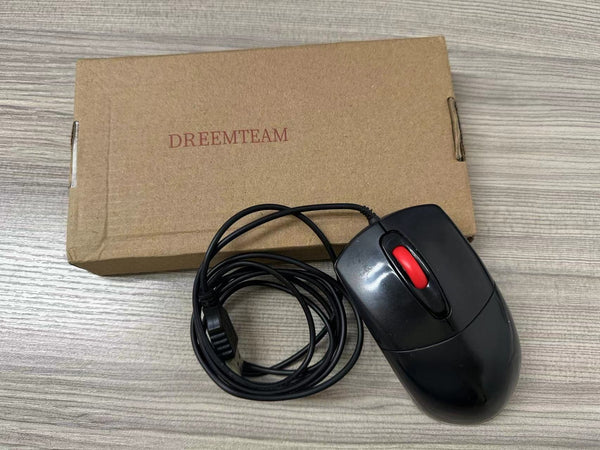 DREEMTEAM Button Wired USB Computer Mouse, Single, Black ﻿