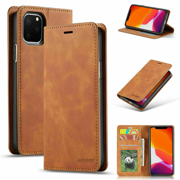 AUCEEN Leather Case For iPhone 15 14 13 12 11 Pro Max XS XR Flip Wallet Phone Cover