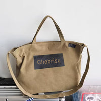 Chebrisu Slouch handbags canvas bag men's bag canvas bag men's handbag simple casual handbag student large capacity cloth bag handbag