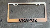 CRAPOZ Plate Frames - Heavy Duty Metal Stainless Steel Front & Rear Car Tag Cover, 2 Pack Rust Proof Mirror Polish Holder, with Mounting Hardware Kit- Screws Bolts, Chrome Caps, Anti Rattle Pads