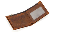 byvait Blocking Brown Vintage Leather Men's Bifold Center Flap Wallet new