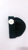 POUCI Autumn Winter Hat Knitted Dark Green Solid Color Knitted Hat Thickened Warmth Woolen Hat Cold Hat for Students in Autumn and Winter