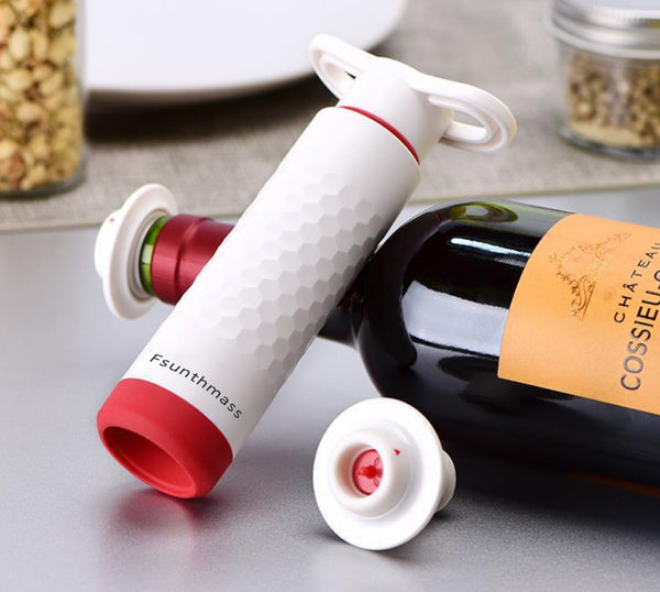 Fsunthmass Set of 2 Household wine bottle vacuum pump red wine vacuum pump red wine stopper wine sealed air pump set