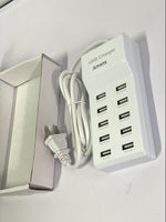 Arrorra 10 Ports USB Charging Ports Portable Travel Multi Port USB Charger Conversion Plug 2.4A 5V