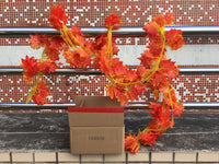 CADELON 12pcs Artificial Maple Leaf Vine Decorative Windowill Outdoor Artificial Foliage 2.4m Home Garden Decoration